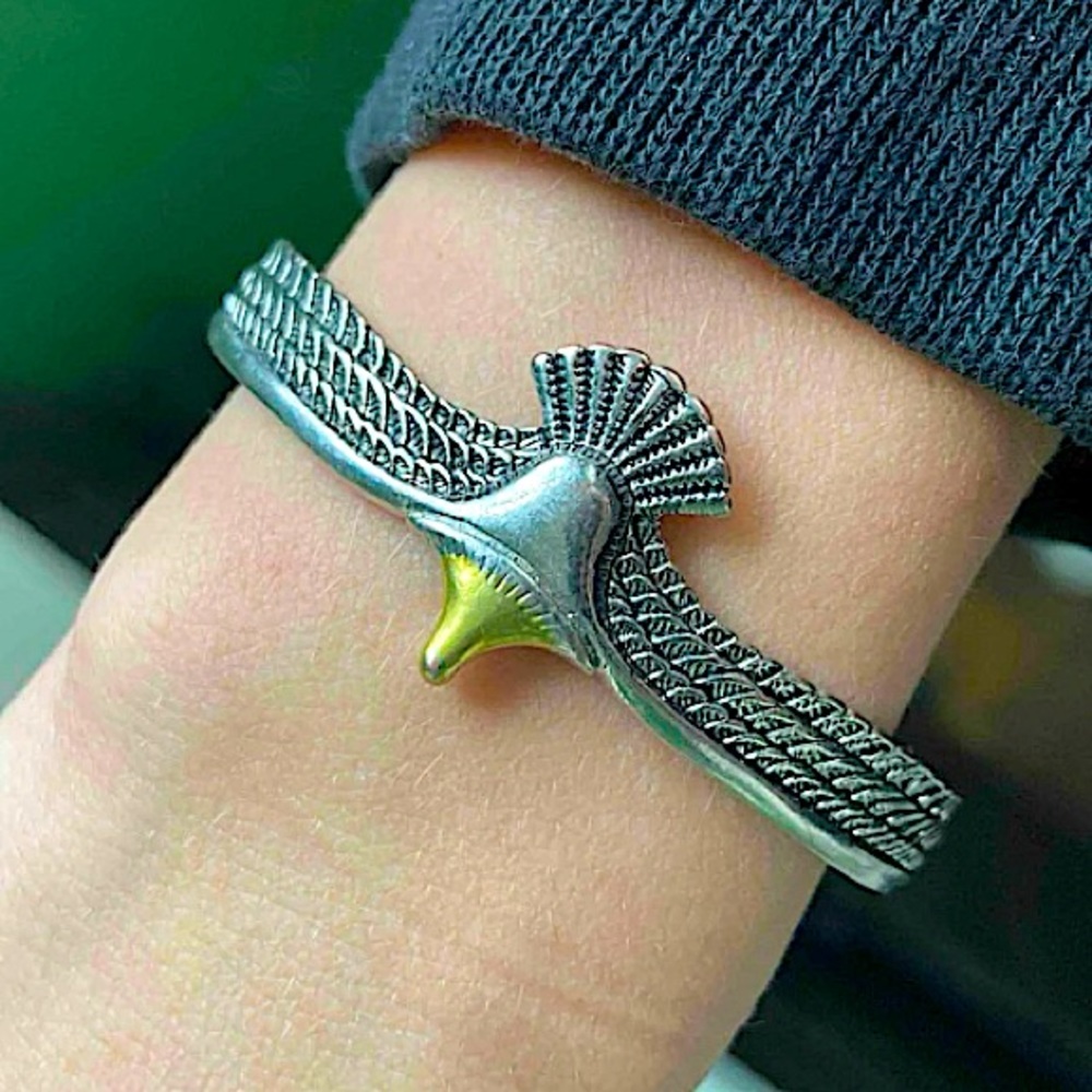 Silver Eagle Bangle Cuff Bracelet